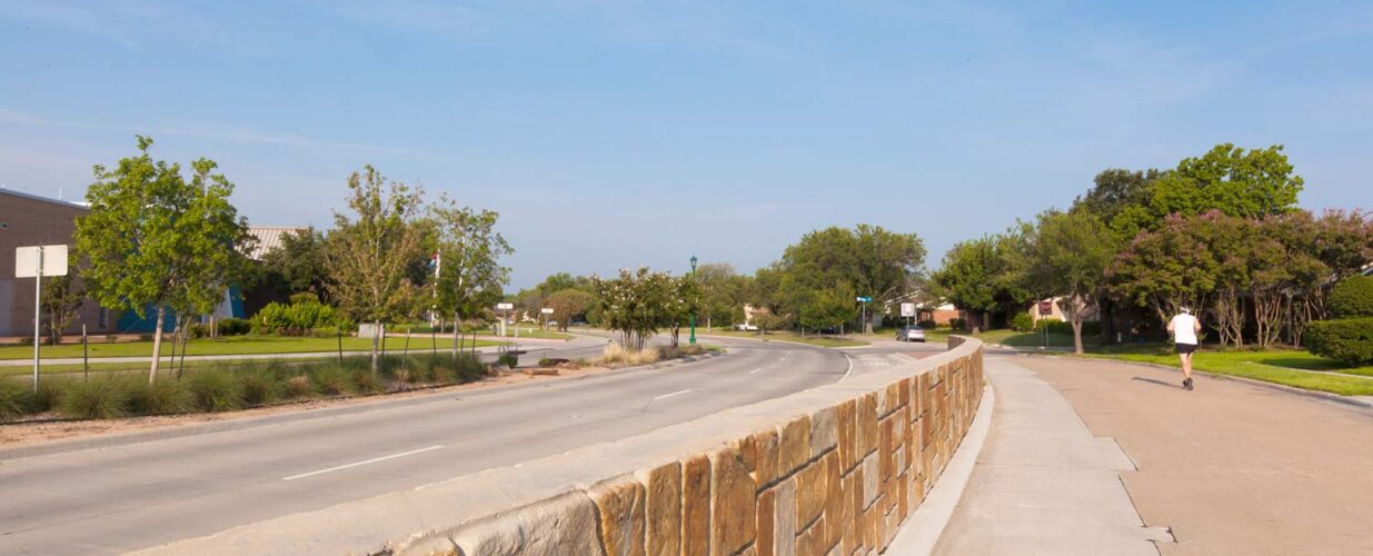 closeup of brick median at North Colony Boulevard